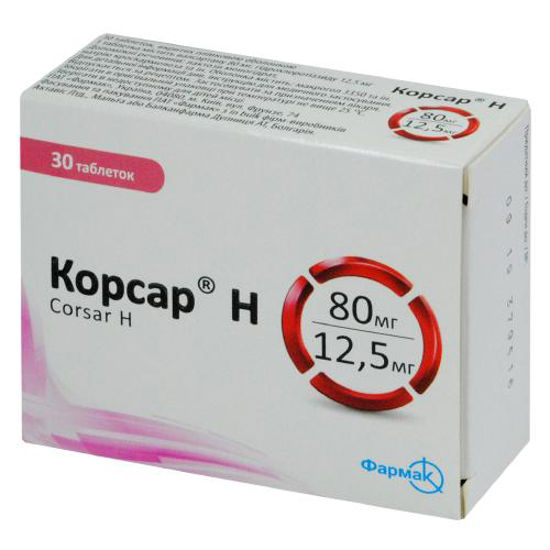 Корсар Н таблетки 80 мг /12.5 мг №30